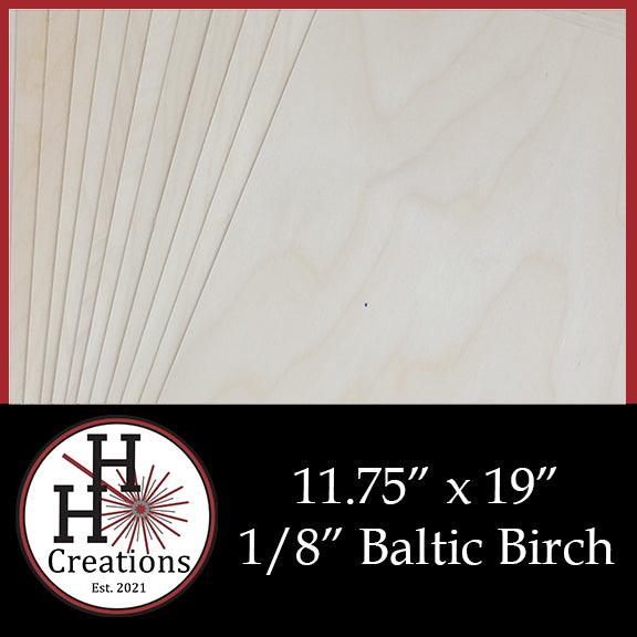 1/8" - B/BB - Premium Baltic Birch Plywood 11.75" x 19"