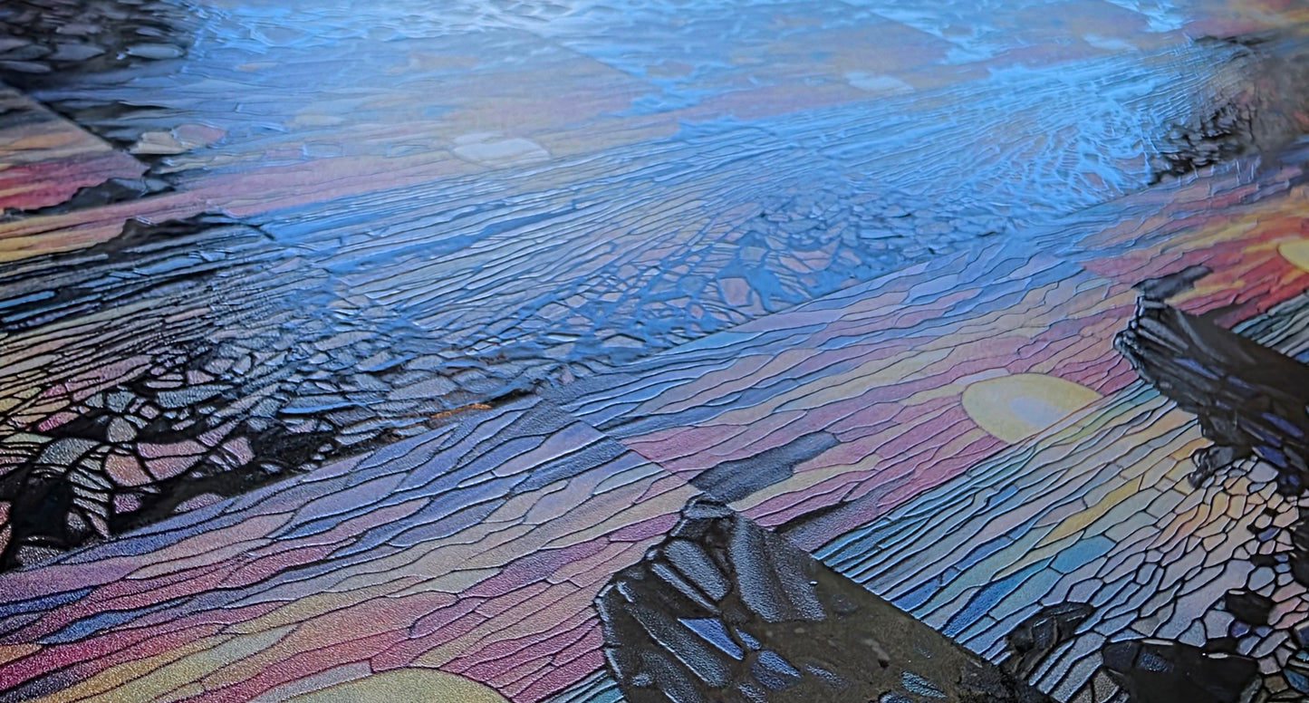 DecoCraft - Scenic Elevated Texture Tiles - Realistic Stained Glass - Coastal Sunsets