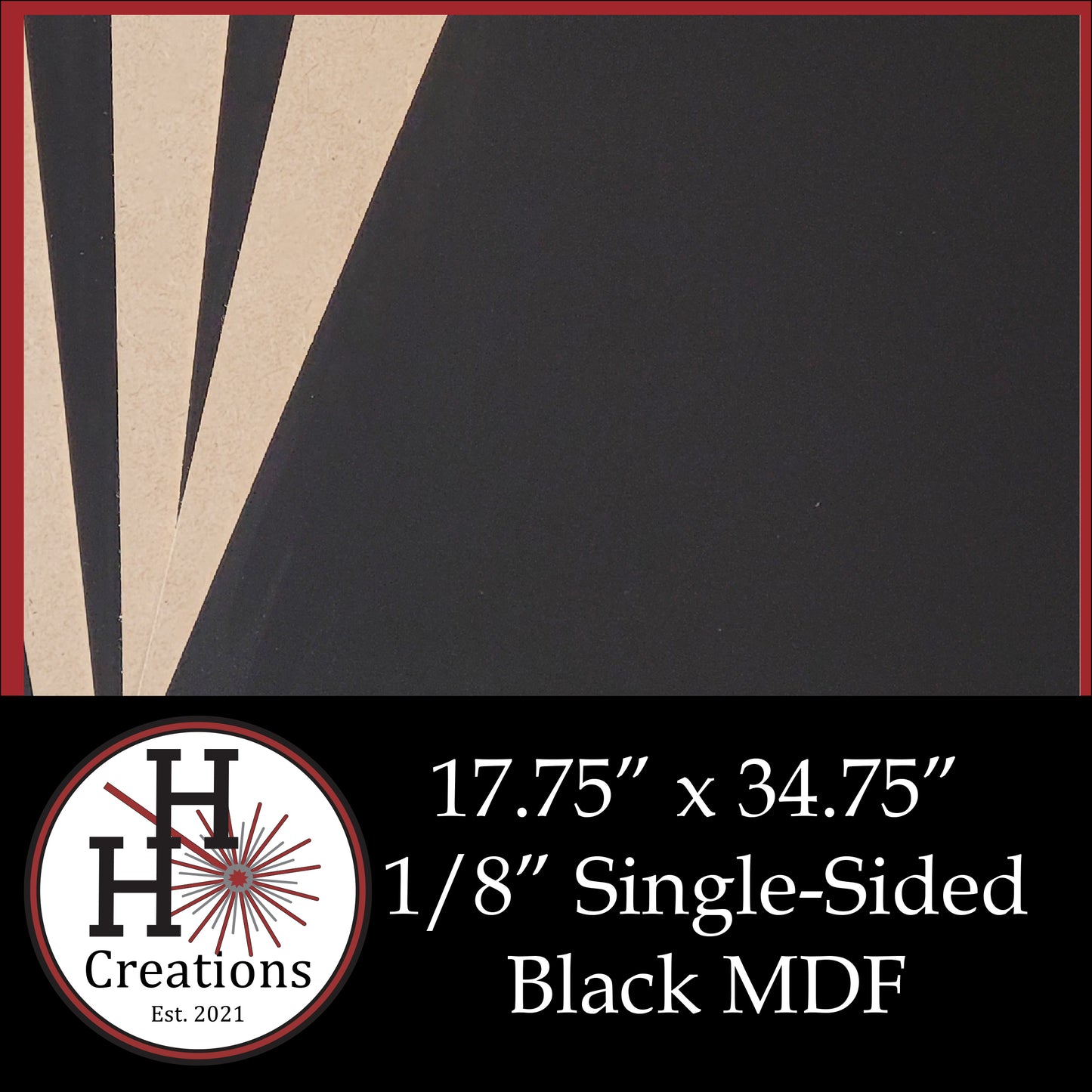 1/8" Premium Black Single-Sided MDF Draft Board 17.75" x 34.75"