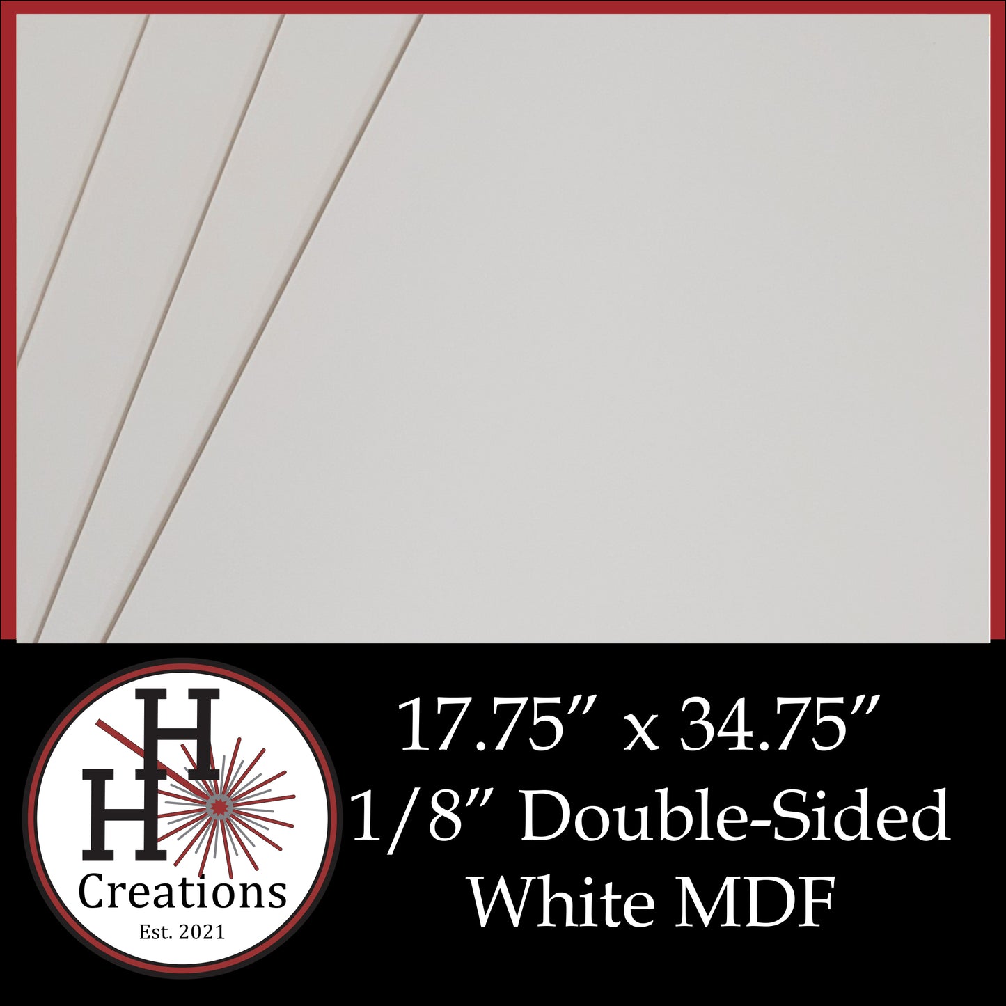 1/8" Premium Double-Sided White MDF Draft Board 17.75" x 34.75"