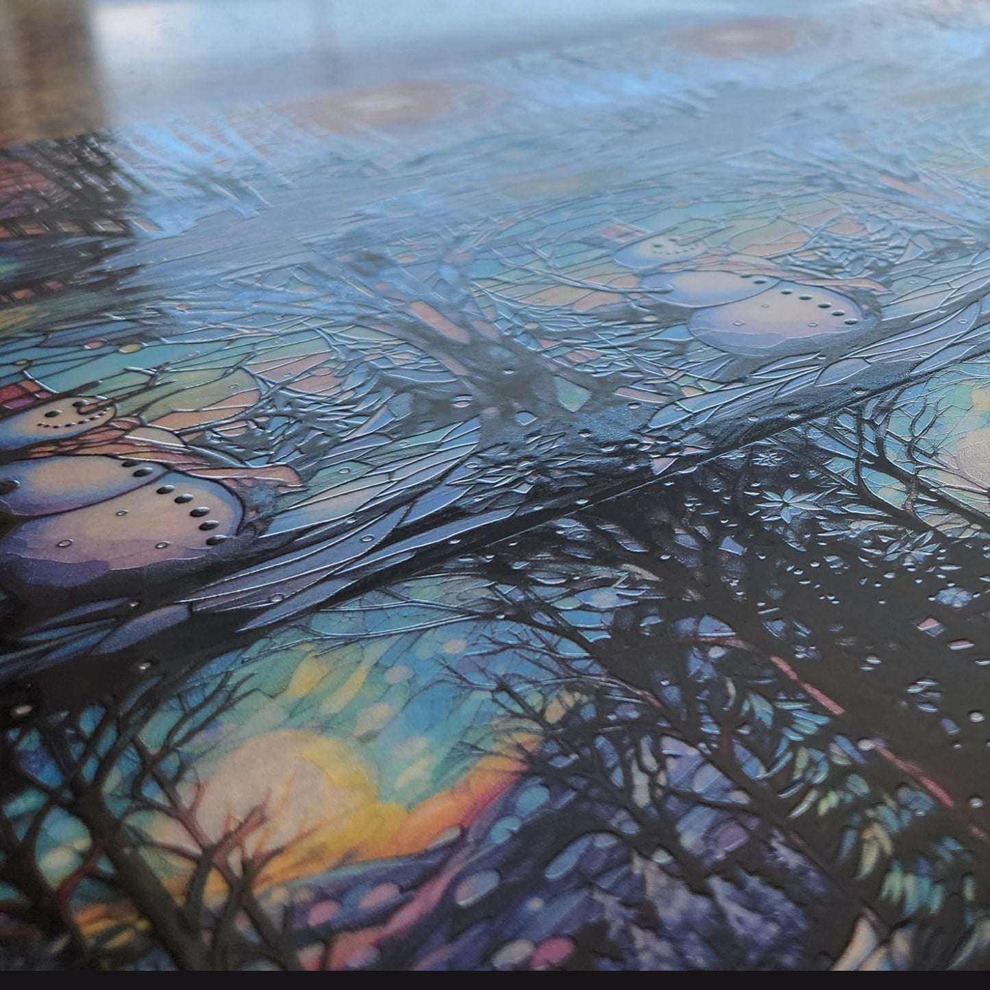 DecoCraft - Elevated Texture - Cherokee Rose - Realistic Stained Glass - Winter Landscape