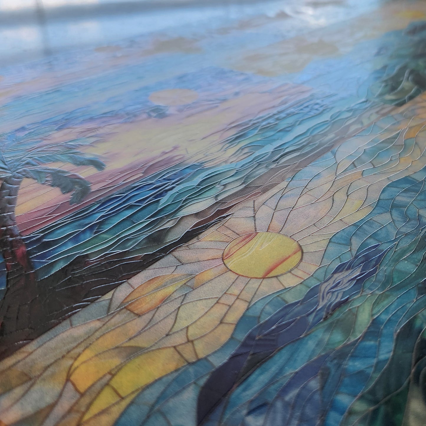 DecoCraft - Elevated Texture - Cherokee Rose - Realistic Stained Glass - Tropical Ocean