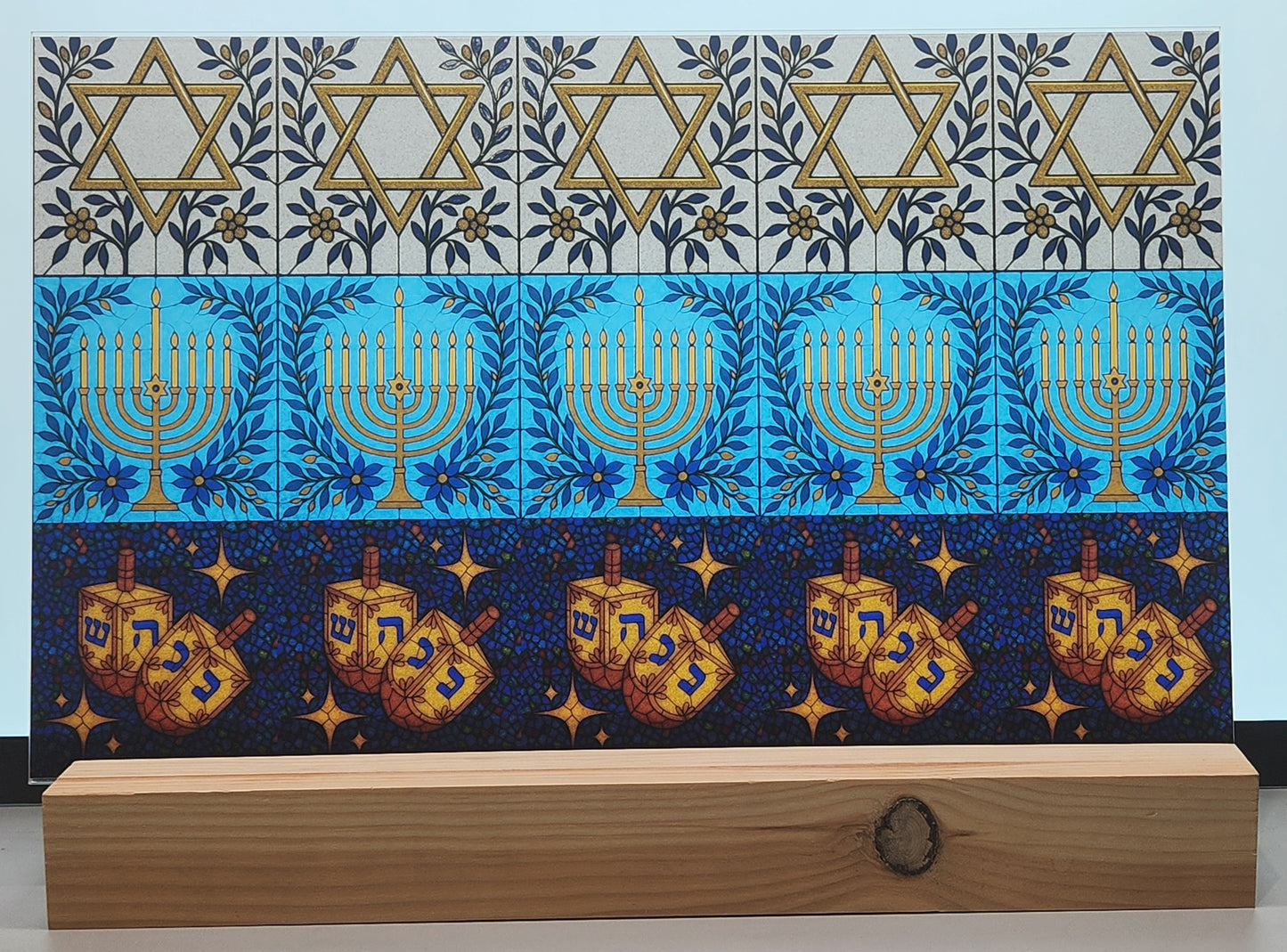 DecoCraft - Elevated Texture - Cherokee Rose - Realistic Stained Glass - Hanukkah Trio