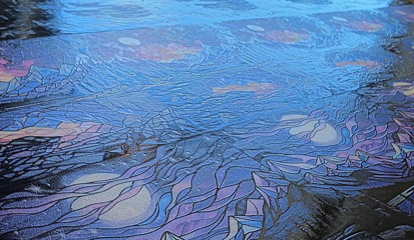 DecoCraft - Scenic Elevated Texture Tiles - Realistic Stained Glass - Midnight Peaks