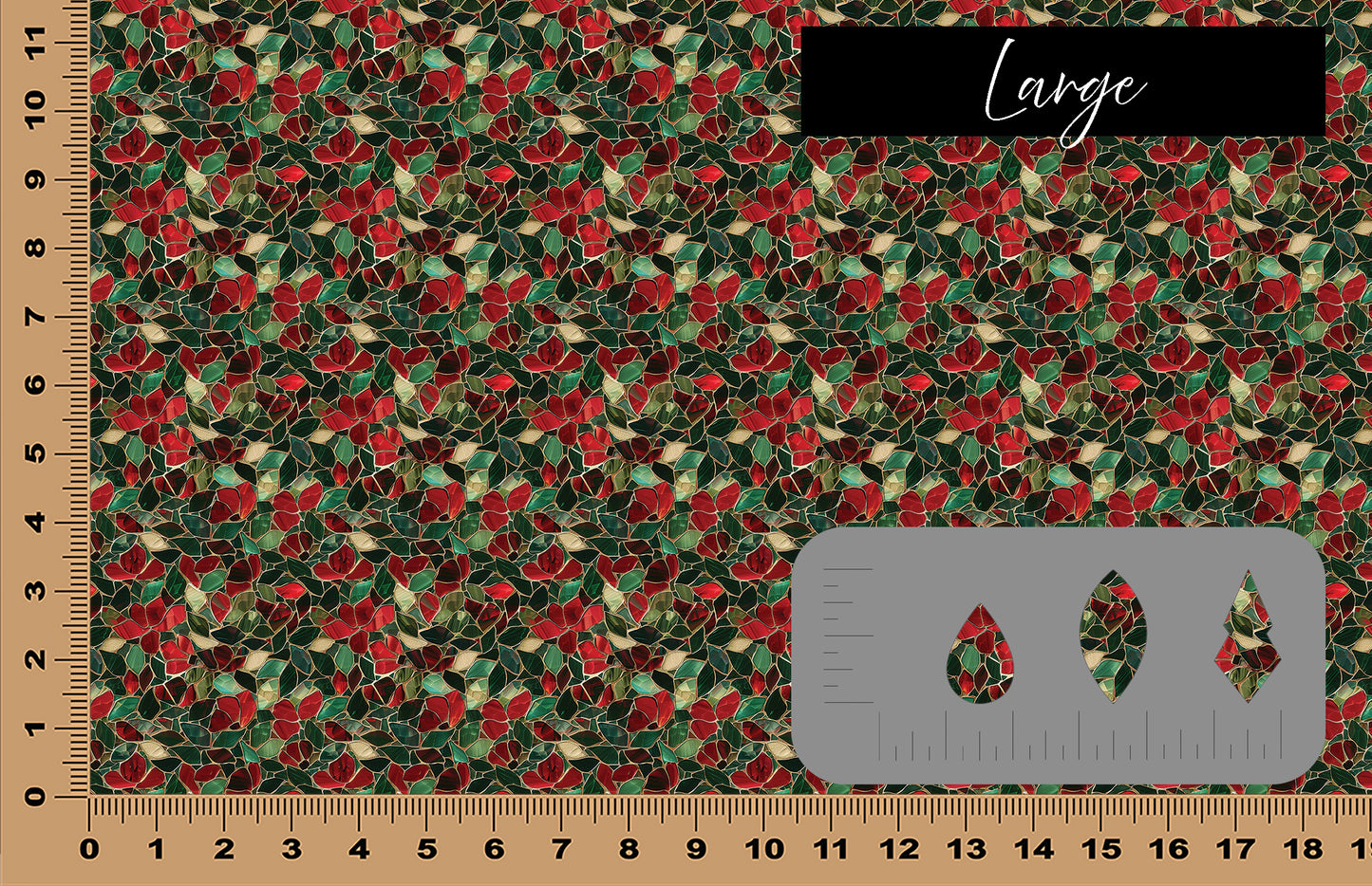 DecoCraft Christmas - Stained Glass - Flowery Red and Green II