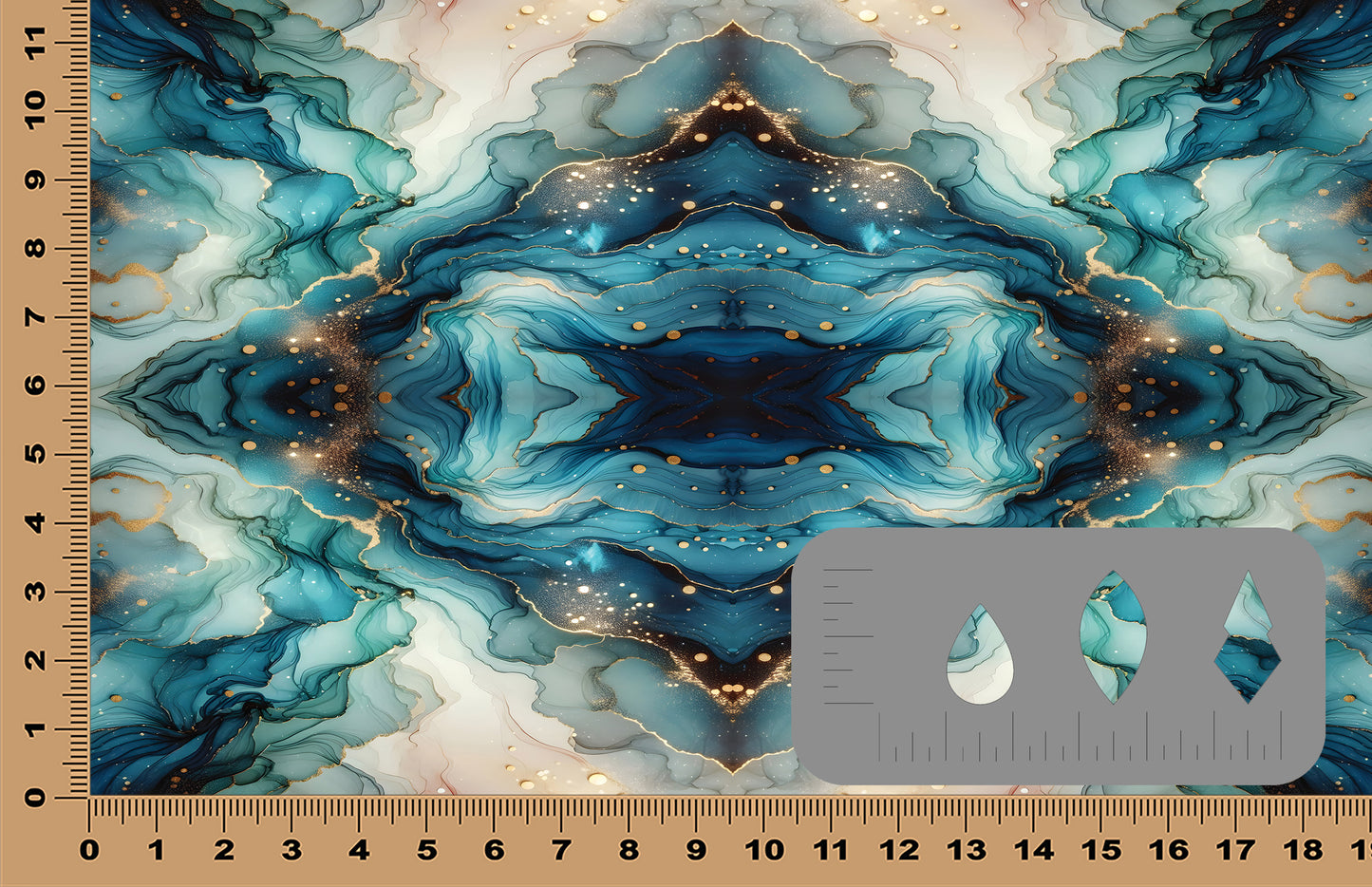 DecoCraft - Abstract - Elegant Blue & Gold Marble I