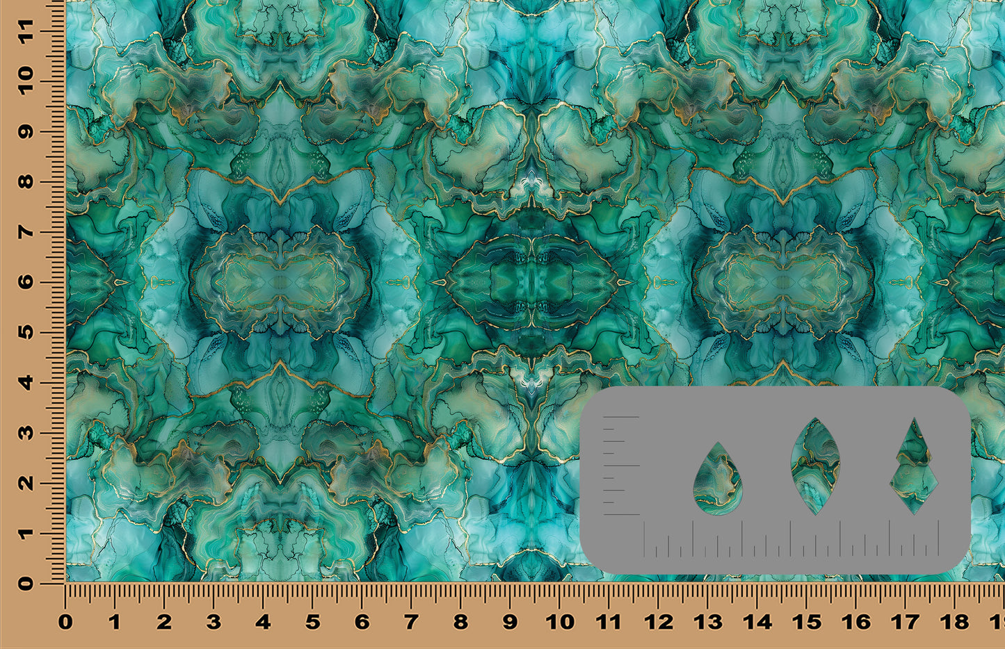 DecoCraft - Abstract - Elegant Teal & Gold Marble I