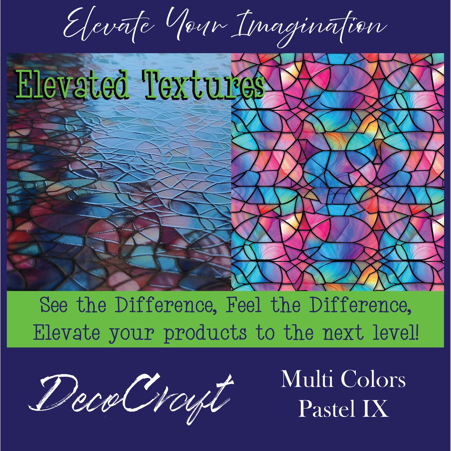 DecoCraft - Elevated Textures - Realistic Stained Glass - Multicolor - Pastel IX