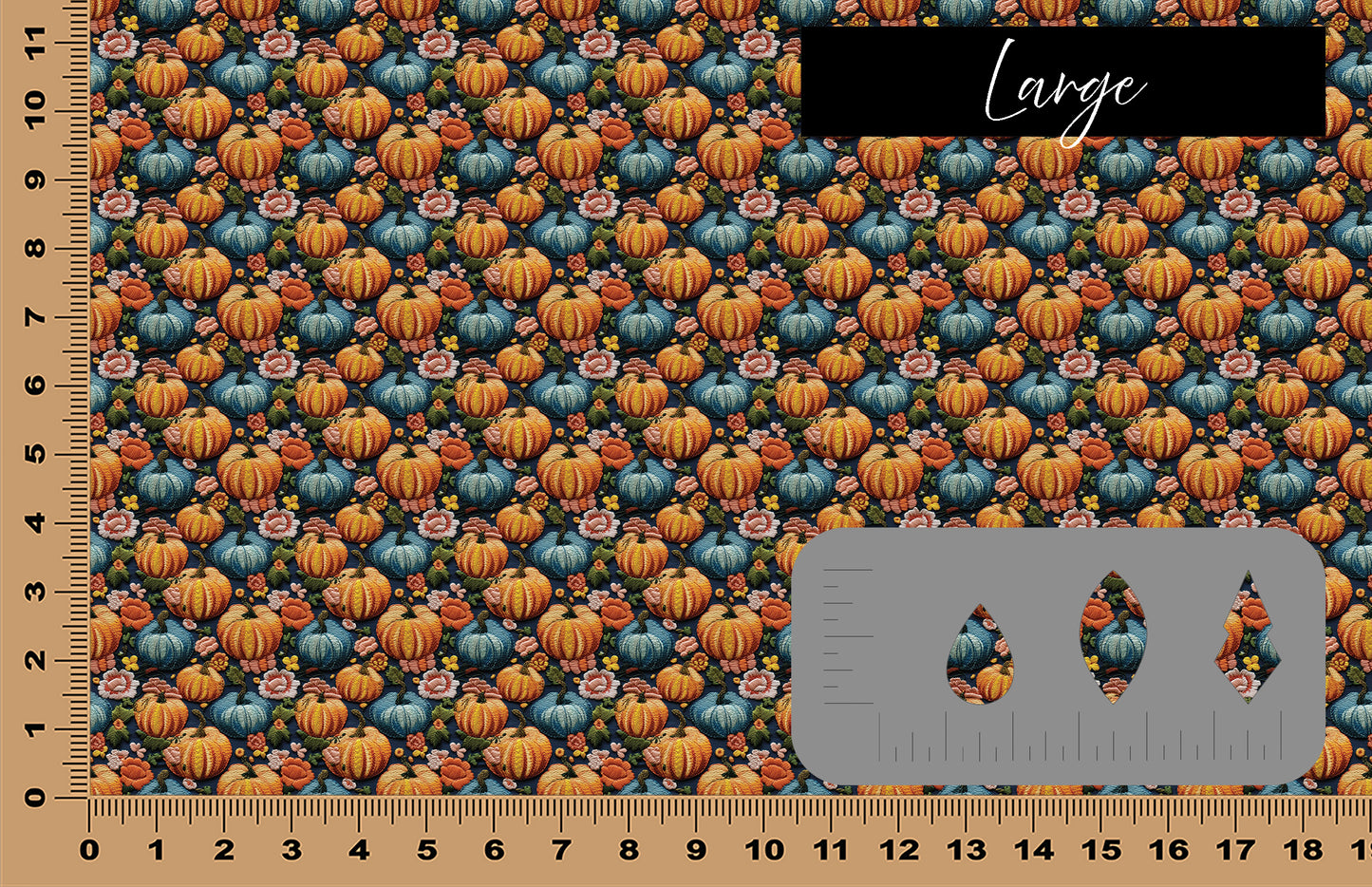 DecoCraft - Flowers & Greenery - Orange & Blue Embroidered Pumpkins
