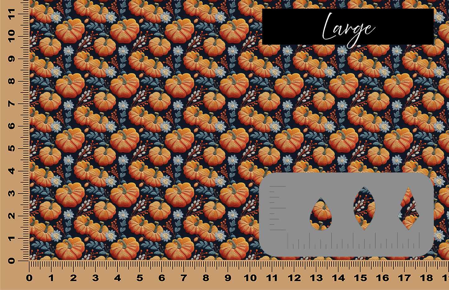 DecoCraft - Fall - Dark Embroidered Pumpkins & Flowers