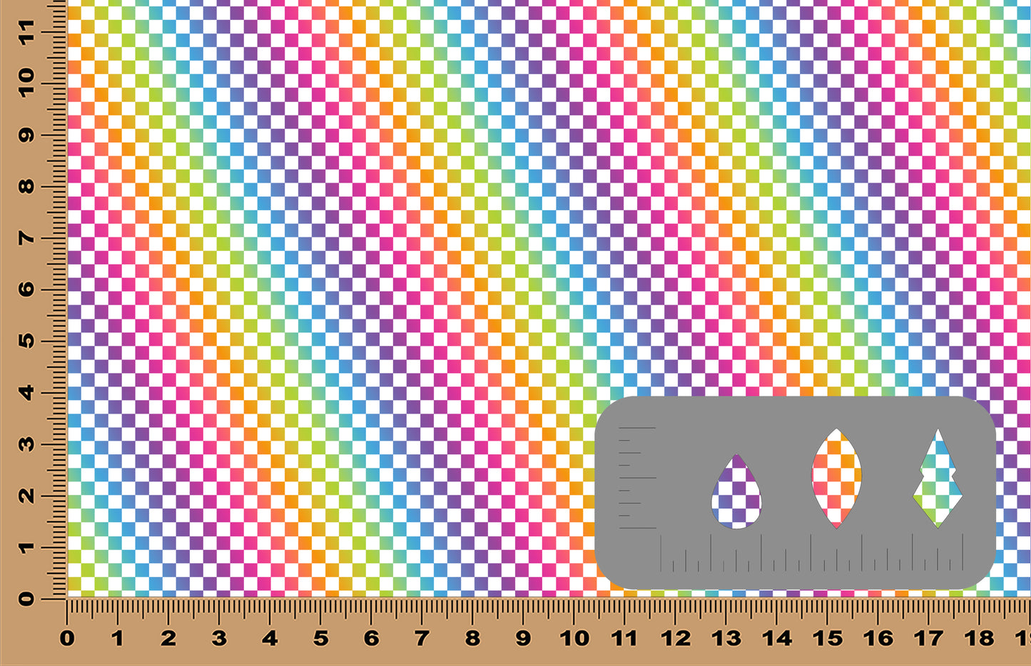 DecoCraft - Checkerboard - Rainbow Check on White