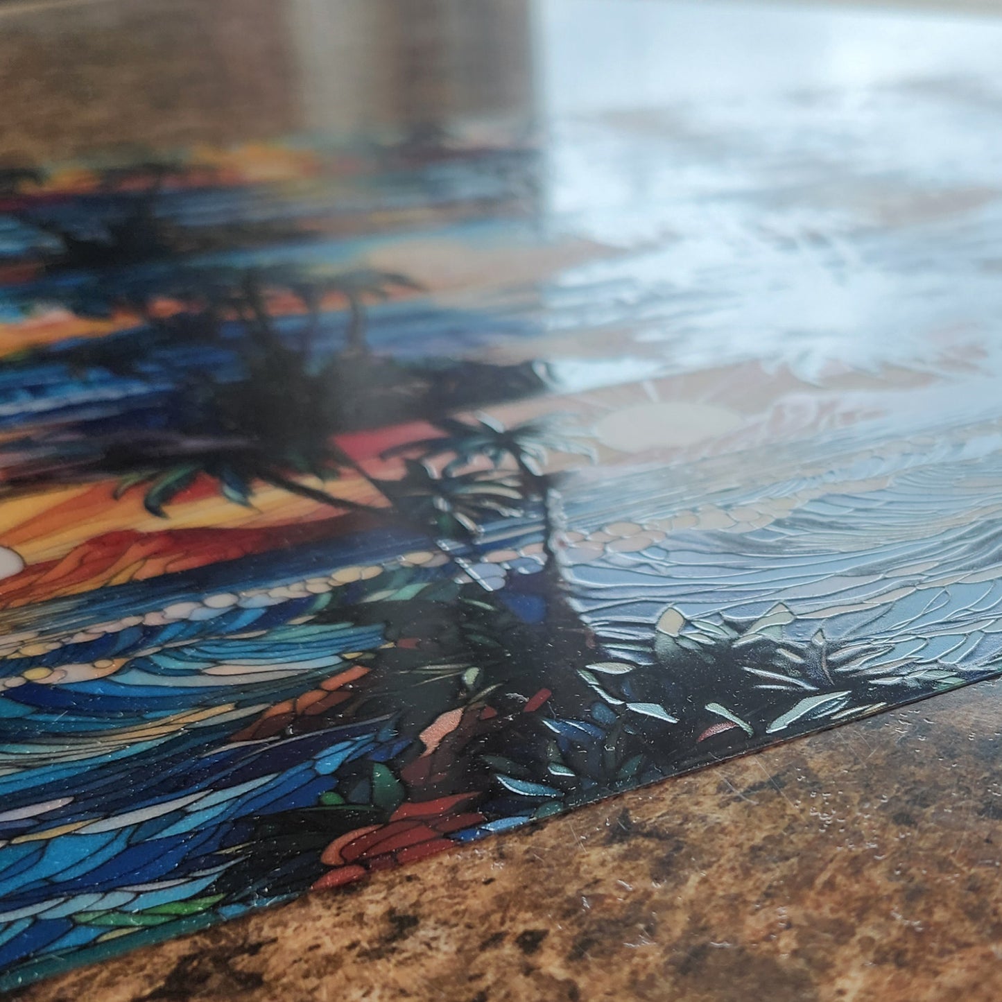 DecoCraft - Elevated Texture - Cherokee Rose - Realistic Stained Glass - Ocean Sunset I