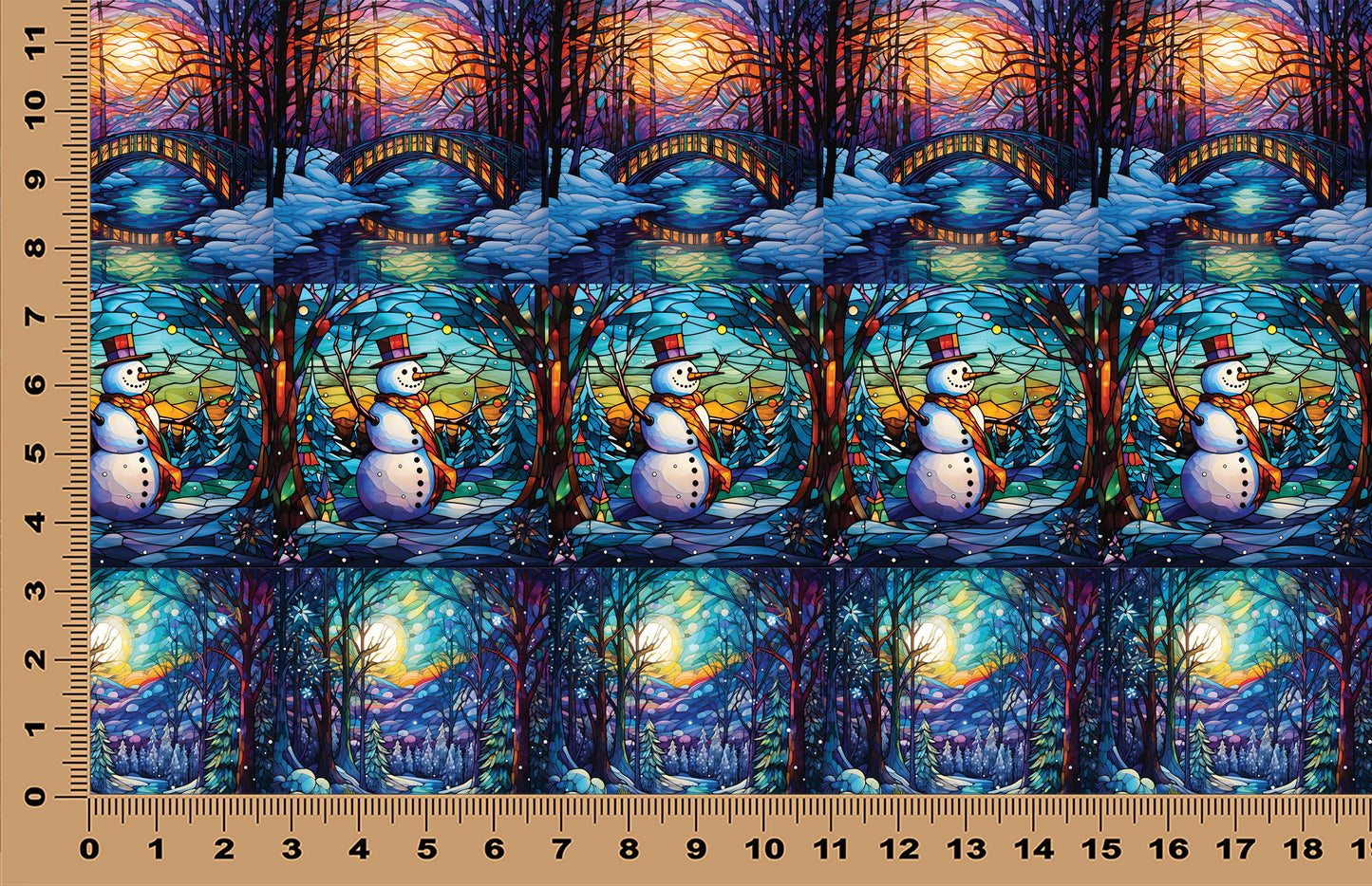 DecoCraft - Elevated Texture - Cherokee Rose - Realistic Stained Glass - Winter Landscape