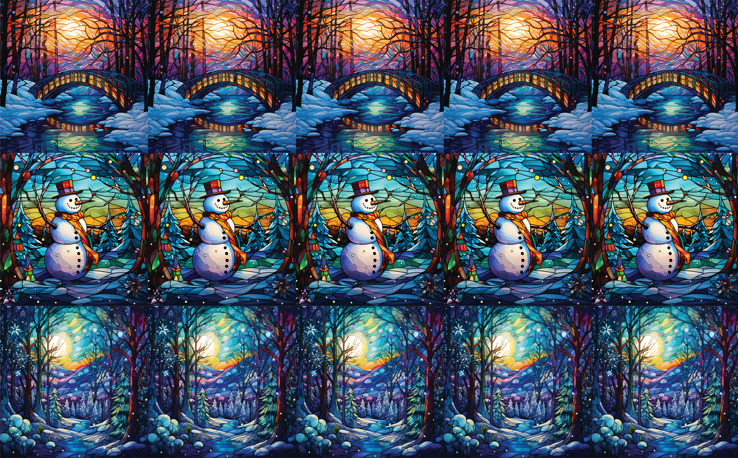 DecoCraft - Elevated Texture - Cherokee Rose - Realistic Stained Glass - Winter Landscape