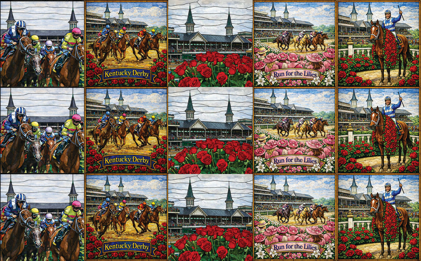 DecoCraft - Scenic Elevated Texture Tiles - Realistic Stained Glass - Derby Day