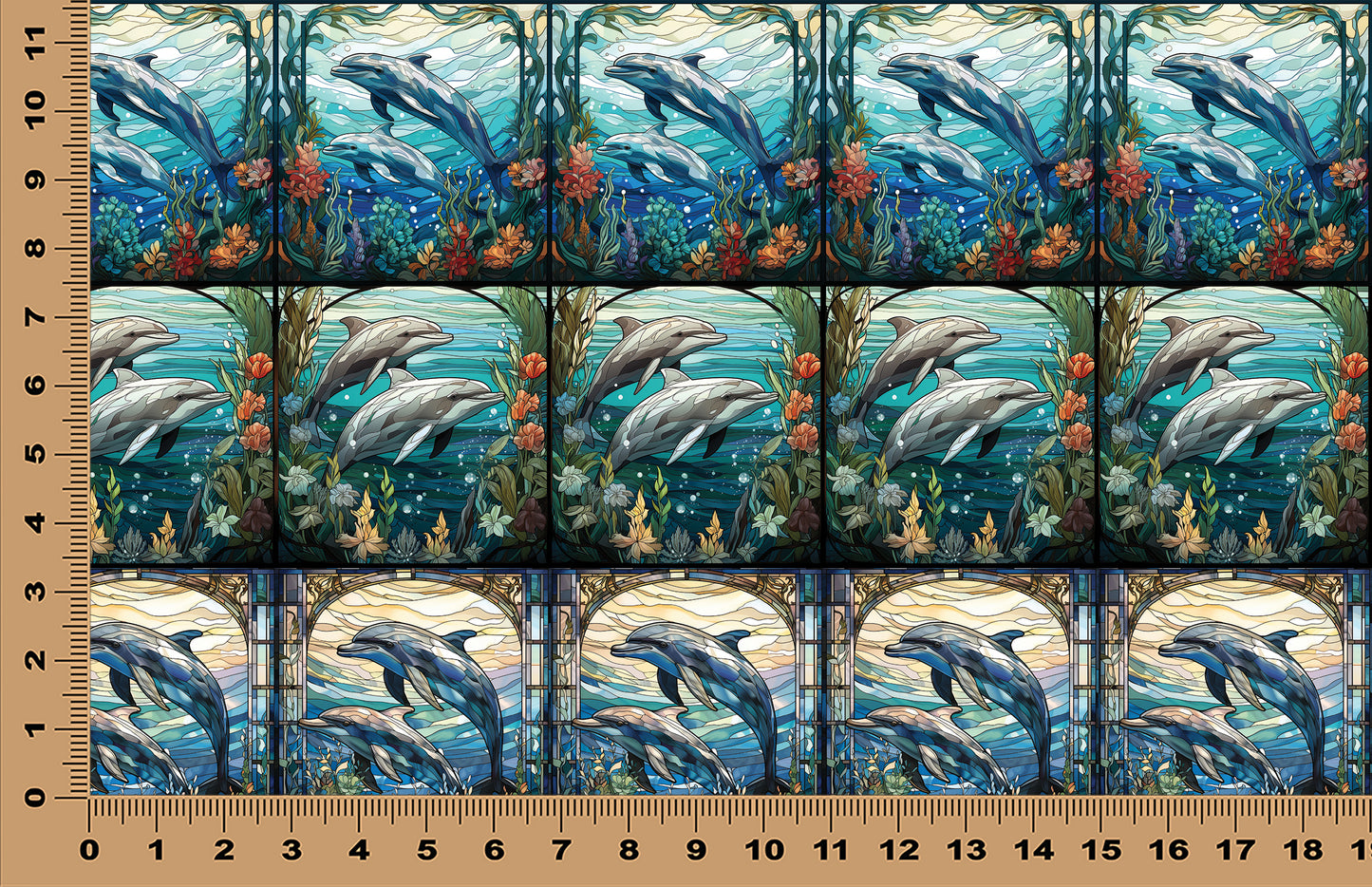 DecoCraft - Scenic Elevated Texture Tiles - Realistic Stained Glass - Dolphin Pals