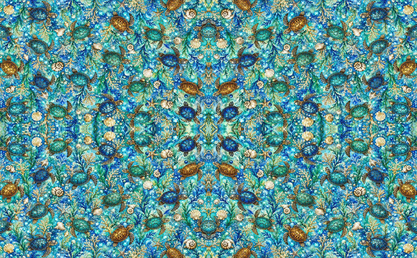 DecoCraft - Studio 1375 -Azure Turtle Reef Mirrored