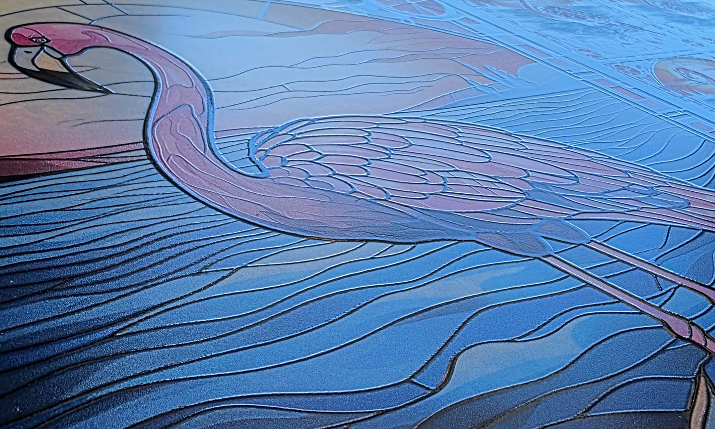 DecoCraft - Scenic Elevated Texture Tiles - Coastal Glow Flamingo