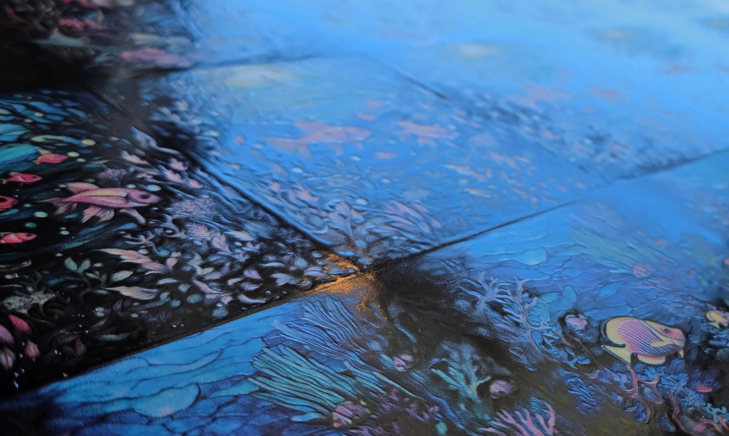 DecoCraft - Scenic Elevated Texture Tiles - Realistic Stained Glass - Tropical Coral Reef