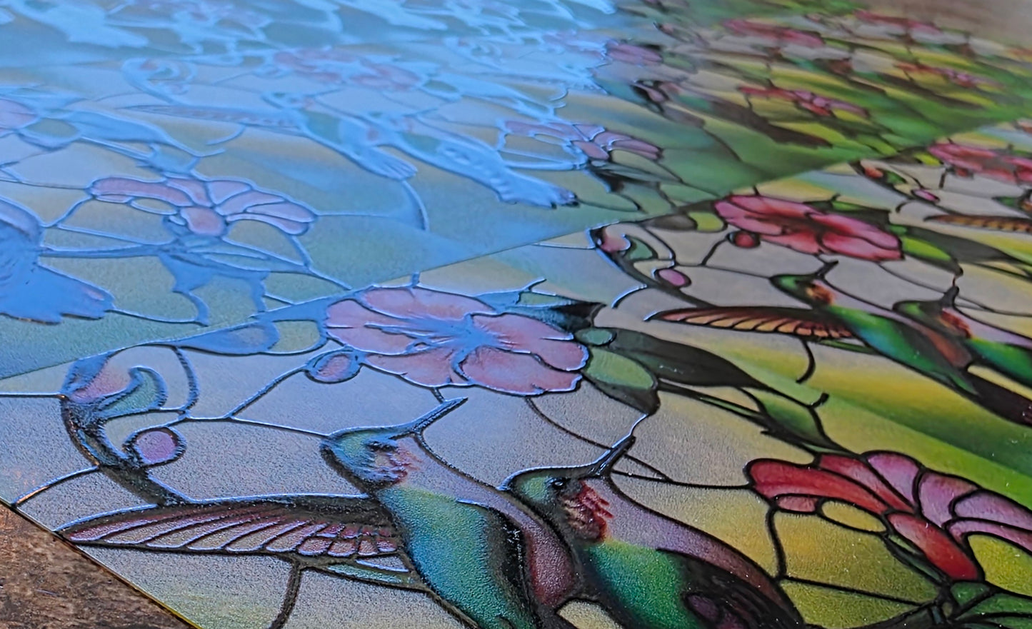 DecoCraft - Scenic Elevated Texture Tiles - Spring Blooming Birds - Humming Birds