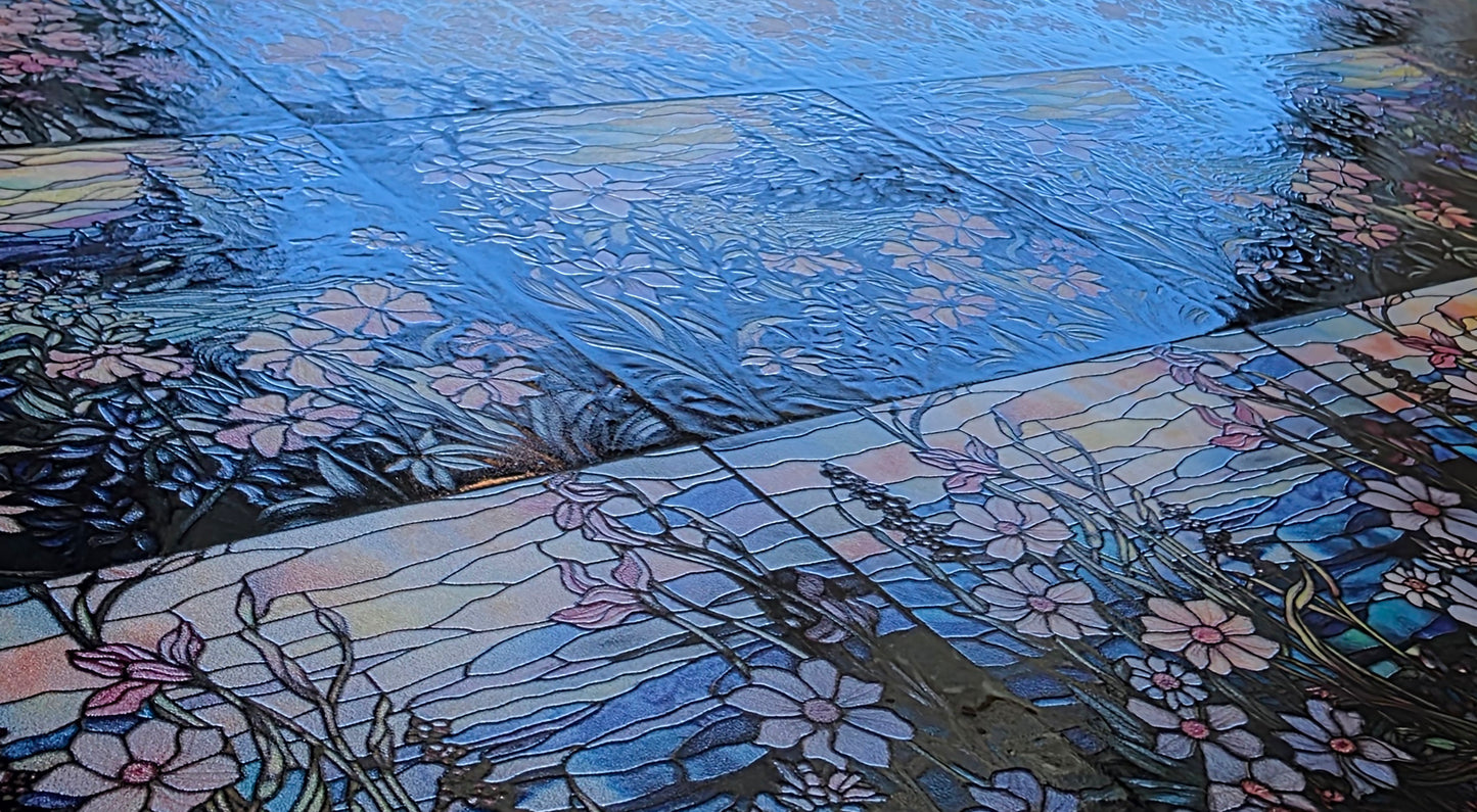 DecoCraft - Scenic Elevated Texture Tiles - Realistic Stained Glass - Wildflower Shores
