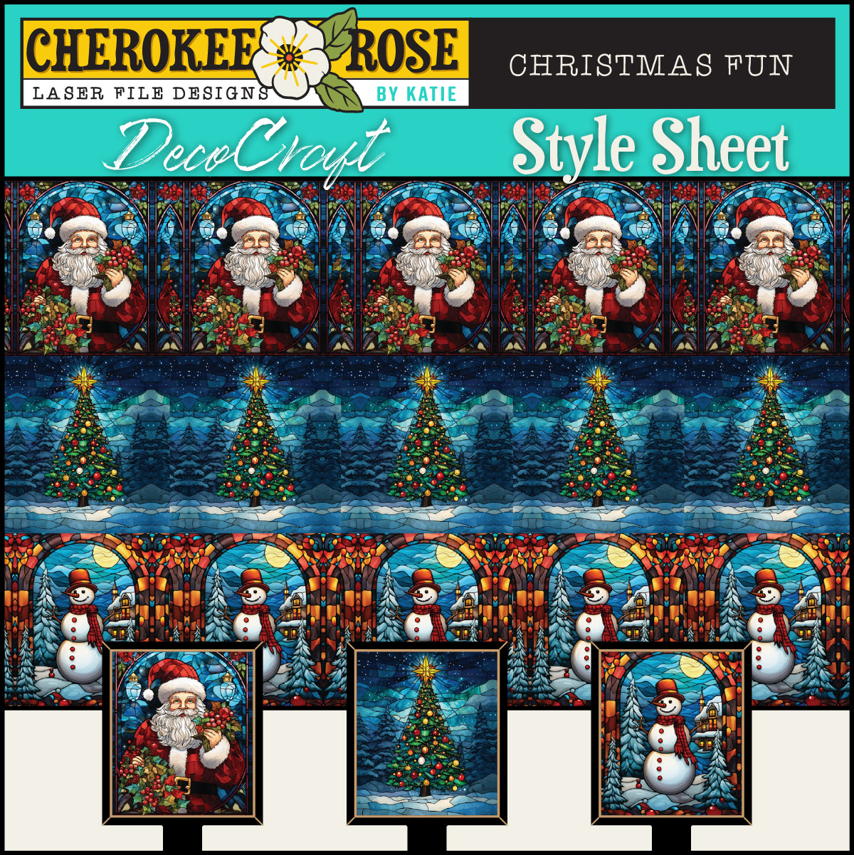 DecoCraft - Elevated Texture - Cherokee Rose - Realistic Stained Glass - Christmas Fun