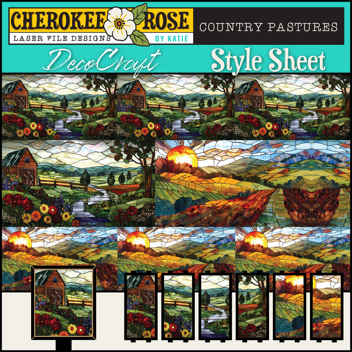 DecoCraft - Elevated Texture - Cherokee Rose - Realistic Stained Glass - Country Pastures