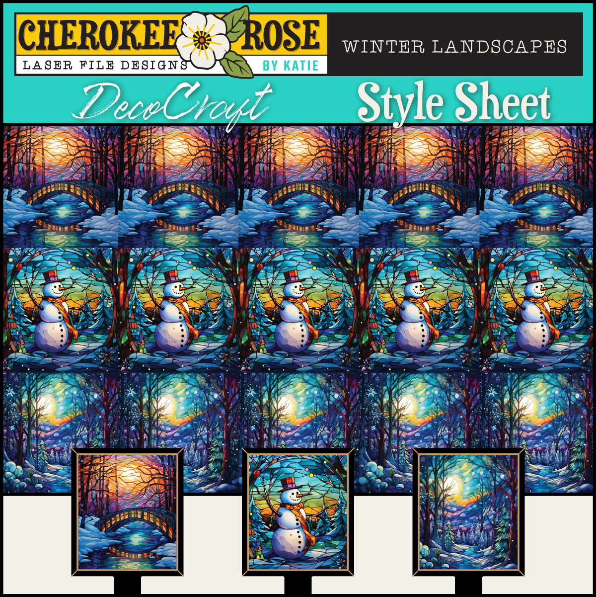DecoCraft - Elevated Texture - Cherokee Rose - Realistic Stained Glass - Winter Landscape