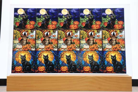 DecoCraft - Scenic Elevated Texture Tiles - Cats - Moonlight Halloween