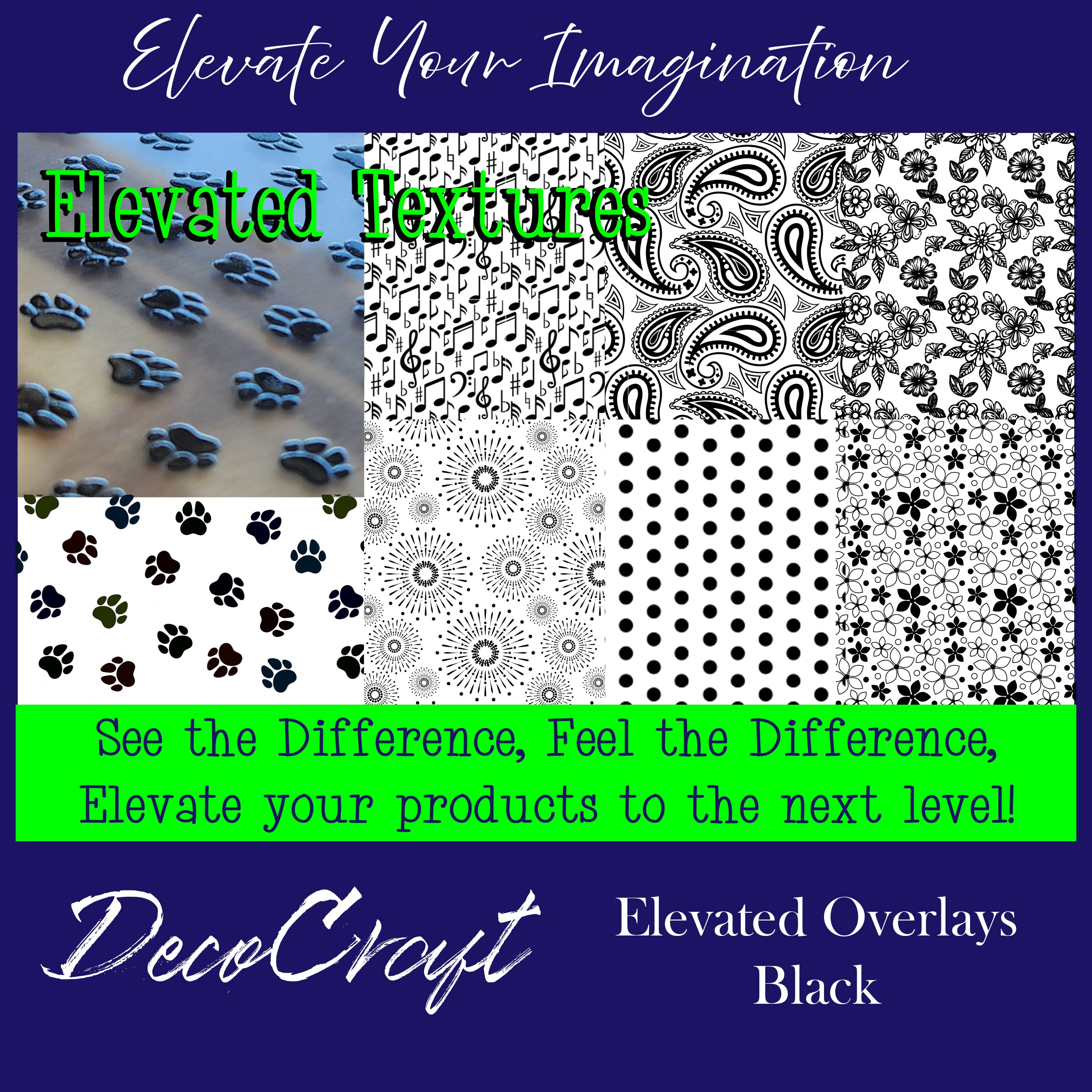 DecoCraft - Elevated Textures - Black Pattern Overlays – H & H Creations