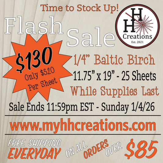 Flash Sale - 1/4" Premium B/BB - Baltic Birch Plywood 11.75" x 19" - $130 - Price will reflect in checkout
