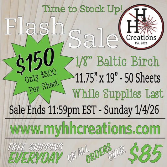 Flash Sale - 1/8" Premium - B/BB - Baltic Birch Plywood 11.75" x 19" - $150 - Price will reflect in checkout