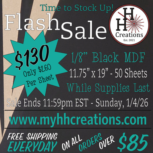 Flash Sale - 1/8" Black Single-Sided MDF Draft Board - 11.75" x 19" - $130