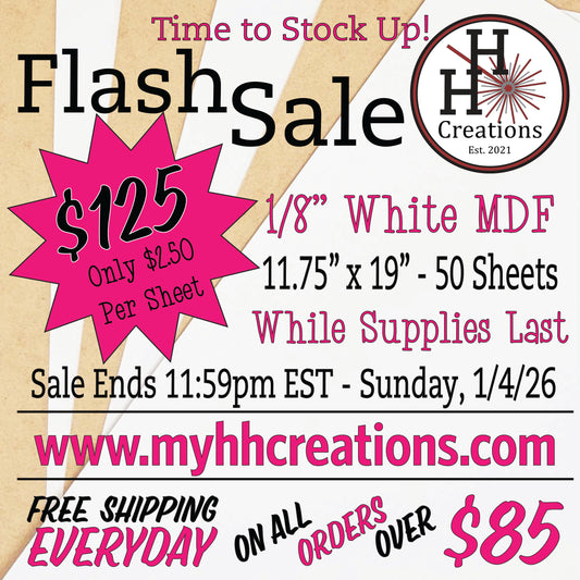 Flash Sale - 1/8" Premium White Single-Sided MDF Draft Board - 11.75" x 19" - $125 - Price will reflect in checkout