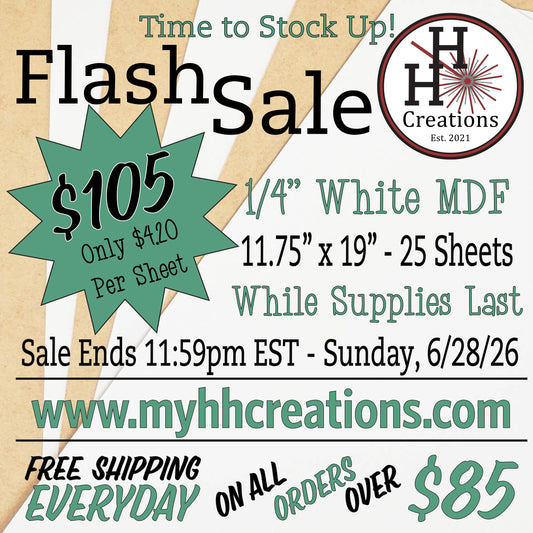 Flash Sale - 1/4" Premium White MDF Draft Board - 11.75" x 19" - $105 - Price will reflect in checkout