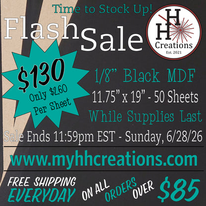 Flash Sale - 1/8" Black Single-Sided MDF Draft Board - 11.75" x 19" - $130
