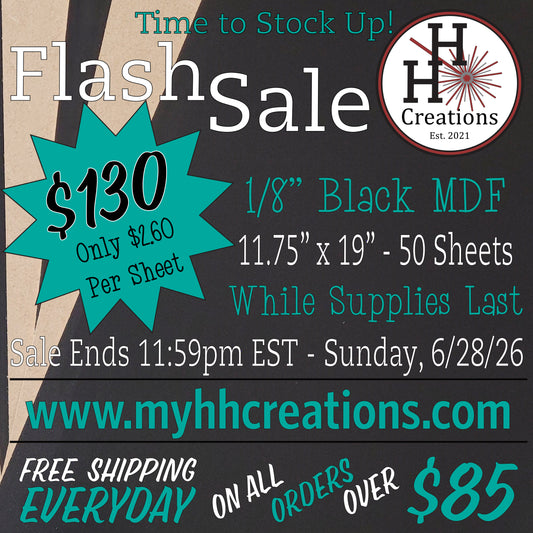 Flash Sale - 1/8" Black Single-Sided MDF Draft Board - 11.75" x 19" - $130