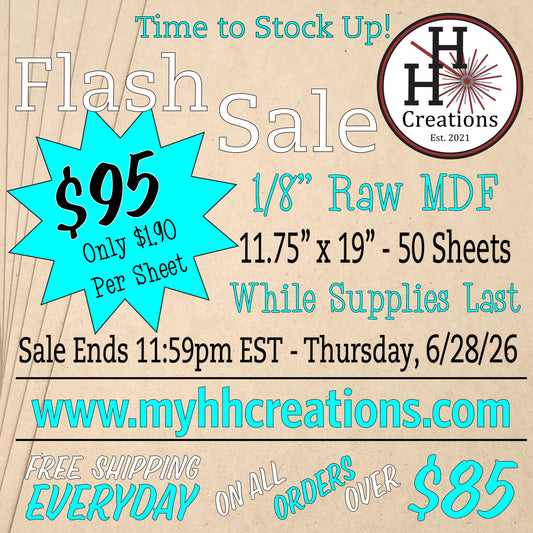 Flash Sale - 1/8" Premium Raw MDF Draft Board - Without Slick Finish - 11.75" x 19" - $95 - Price will reflect in checkout