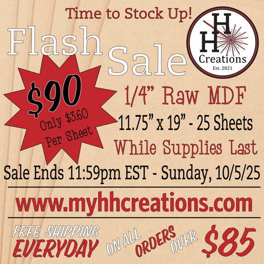 Flash Sale - 1/4" Premium Raw MDF Draft Board - Without Slick Finish - 11.75" x 19" - $90 - Price will reflect in checkout