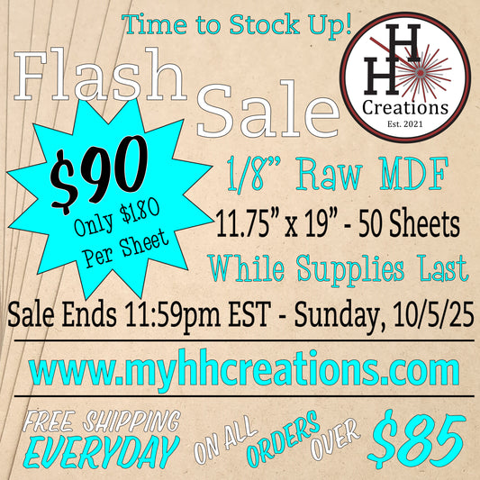Flash Sale - 1/8" Premium Raw MDF Draft Board - Without Slick Finish - 11.75" x 19" - $90 - Price will reflect in checkout