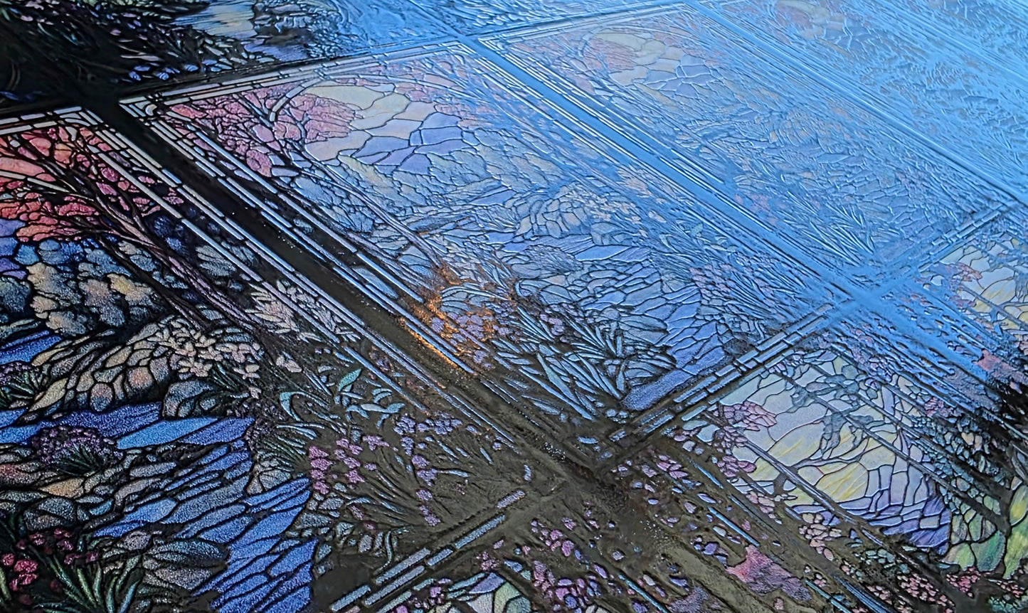 DecoCraft - Scenic Elevated Texture Tiles - Realistic Stained Glass - Woodland Reflections