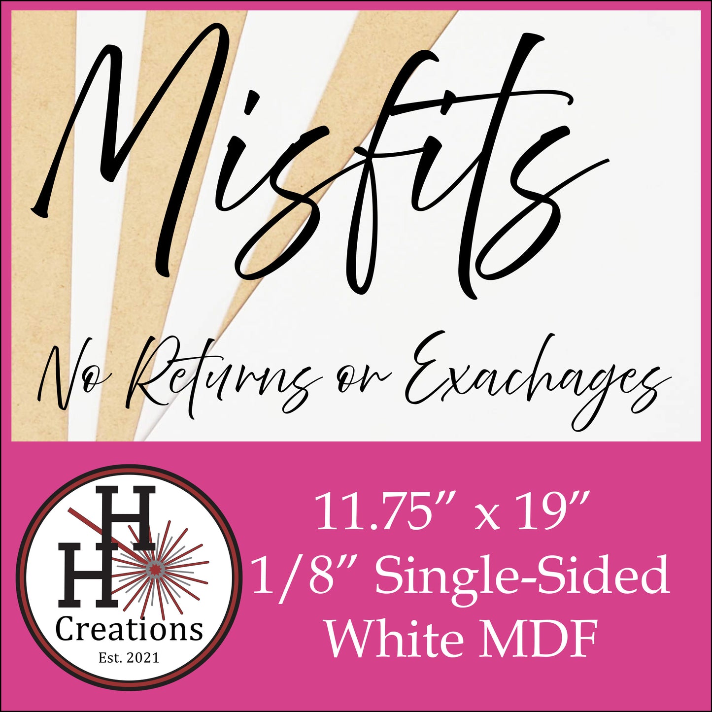 **MISFITS**1/8" White Single Sided MDF Draft Board 11.75" x 19" - 50 Pack