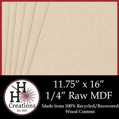 1/4" Raw Premium MDF Draft Board - Without Slick Finish - 11.75" x 16"