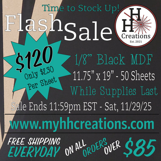 Flash Sale - 1/8" Black Single-Sided MDF Draft Board - 11.75" x 19" - $120