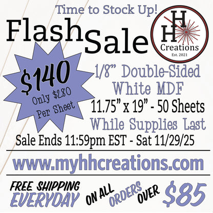 Flash Sale - 1/8" Premium White Double-Sided MDF Draft Board - 11.75" x 19" - $140 - Price will reflect in checkout