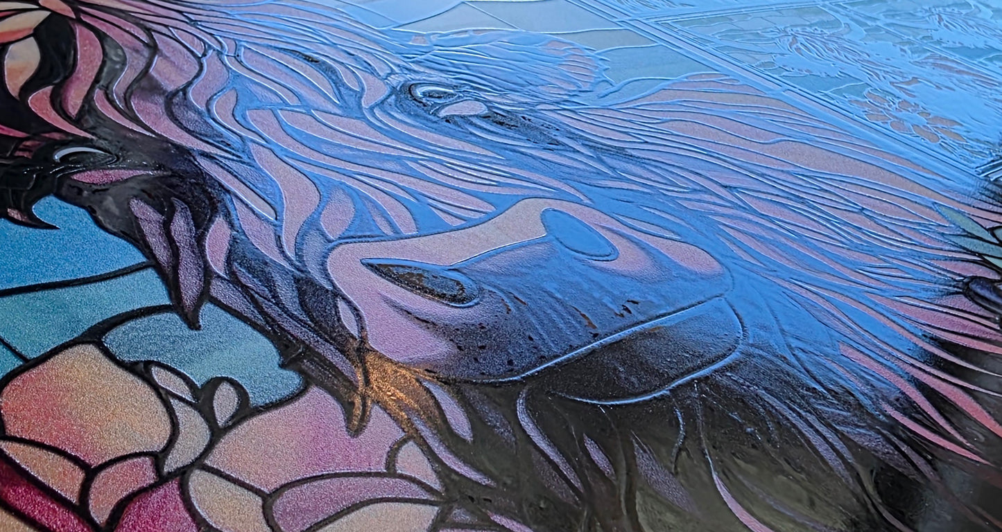 DecoCraft - Scenic Elevated Texture Tiles - Highland Cow in Bloom