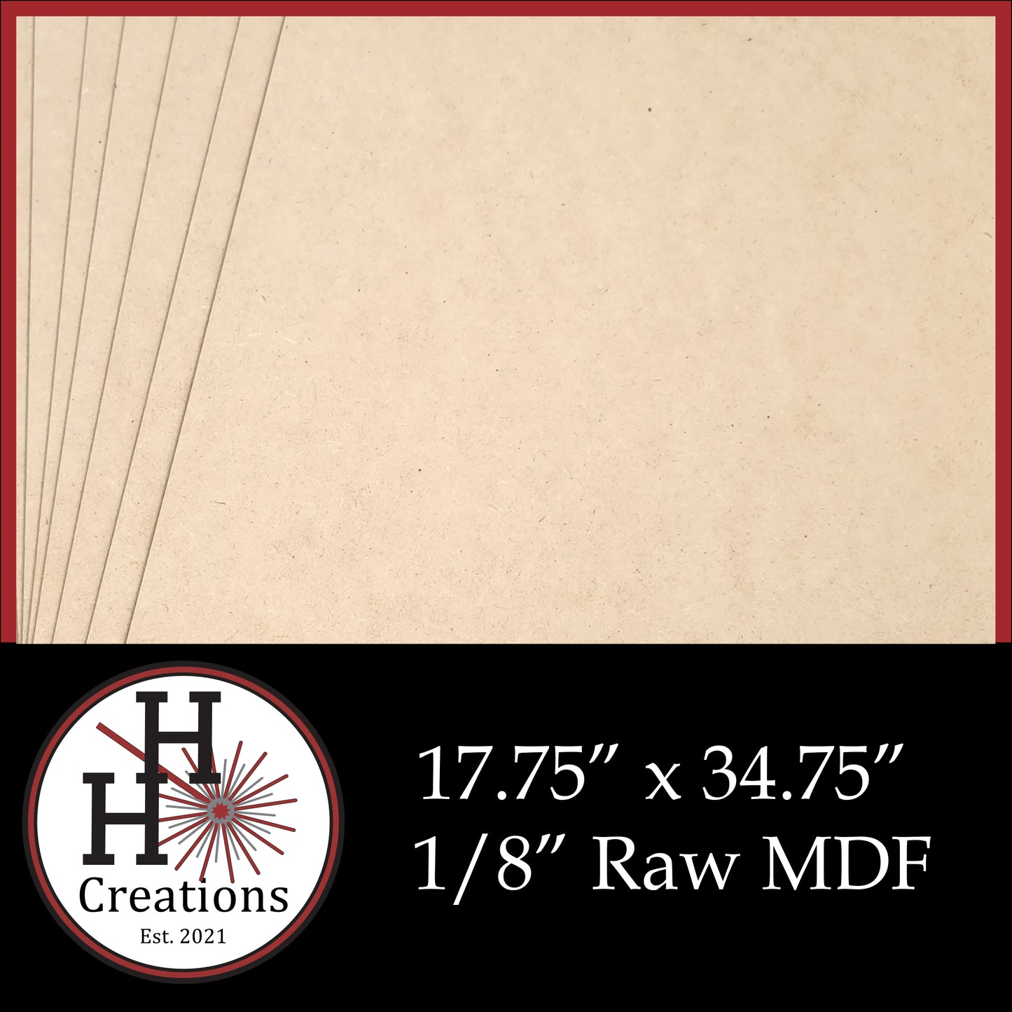1/8" Raw Premium MDF Draft Board - Without Slick Finish - 17.75" x 34.75"