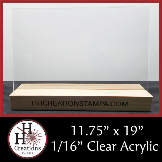 1/16" Clear Cast Acrylic Sheets - Glossy on Both Sides - 11.75" x 19"
