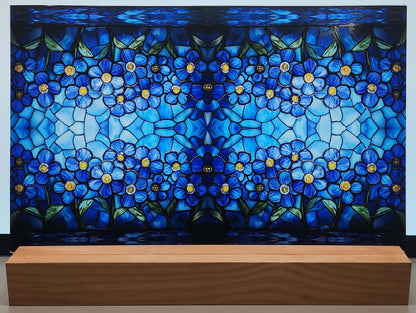 DecoCraft - Elevated Textures - Realistic Stained Glass  - Blue Flowers