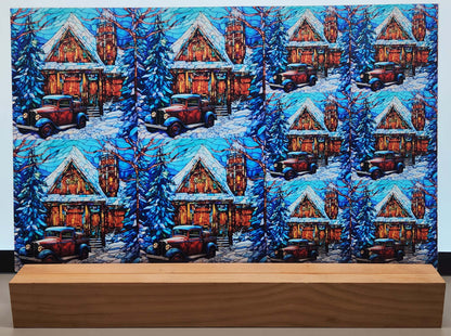 DecoCraft - Elevated Texture - Cherokee Rose - Realistic Stained Glass - Winter Trucks - Red
